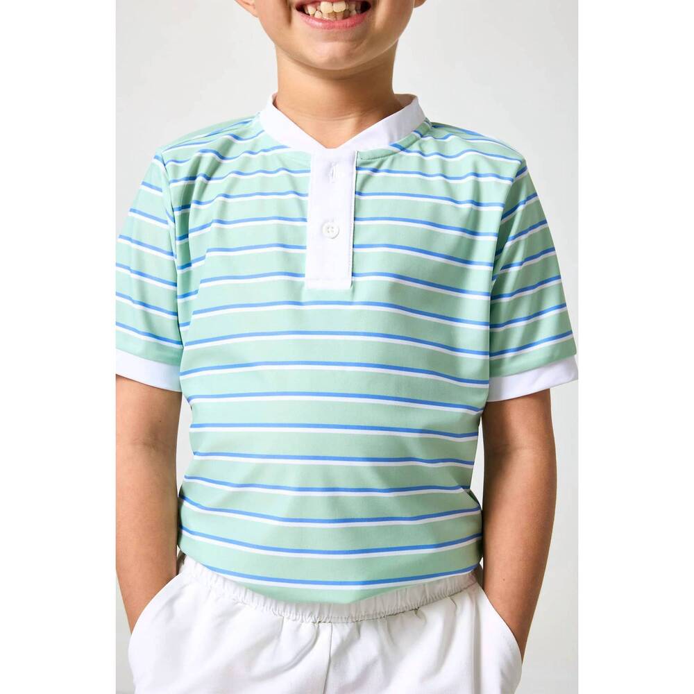 NEW COURTSIDE KIDS baseline stripe blade shirt in palm green